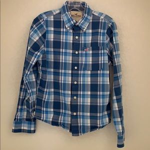Men’s Hollister Blue Plaid Button Down SZ S